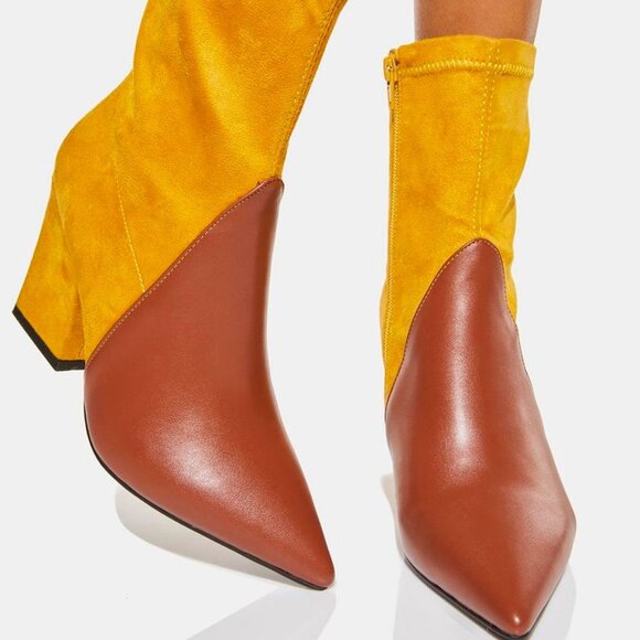 Lemon Drop by Privileged THE CLARENCE COLOR BLOCKED Ankle Boots (BRAND NEW !!! - Picture 1 of 5